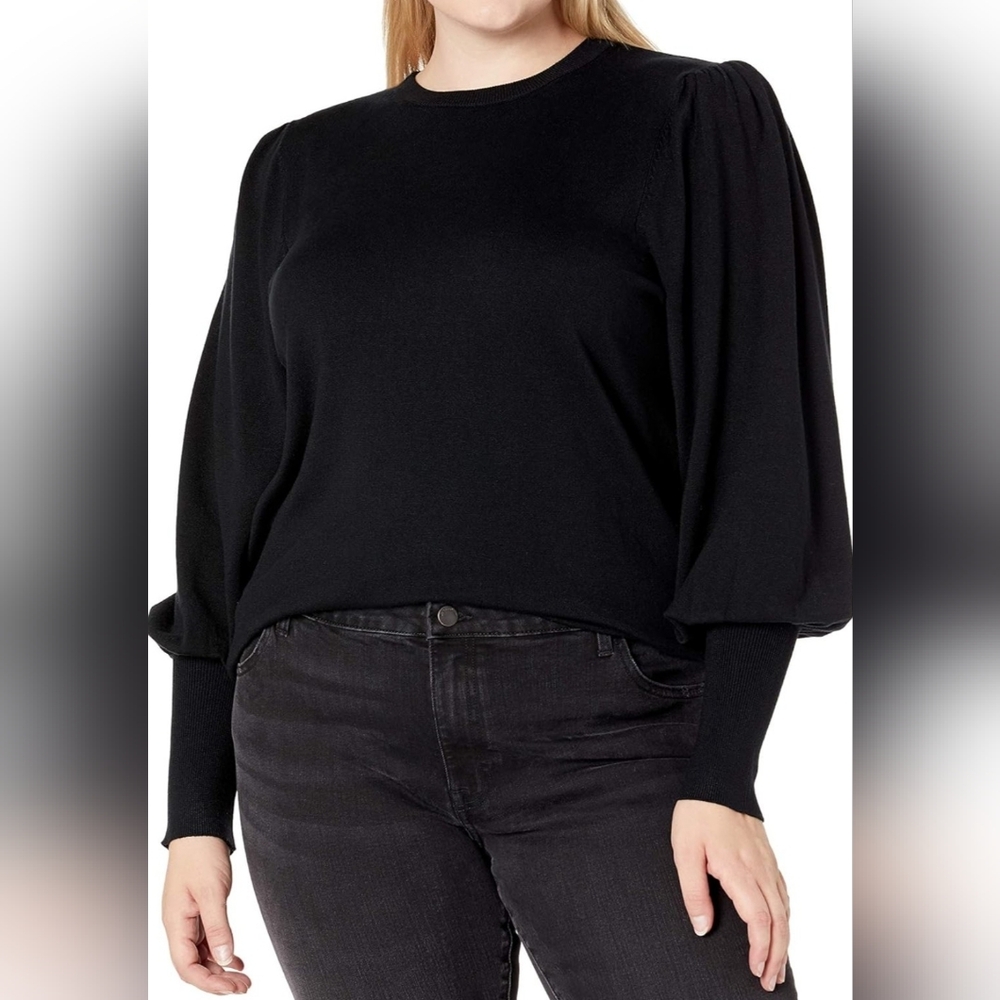 The Drop Women's Vivienne Padded-Shoulder Balloon Sleeve Sweater